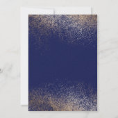 Moderne schicke Gold Confetti Navy Blue Wedding Einladung (Rückseite)