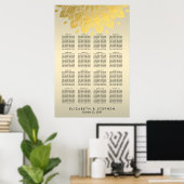Moderne schicke Gold Floral Hochzeitskarte Poster (Heimbüro)