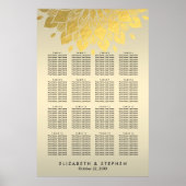 Moderne schicke Gold Floral Hochzeitskarte Poster (Vorne)