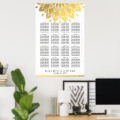 Moderne schicke Gold Floral Hochzeitskarte Poster (Heimbüro)