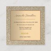 Moderne schicke Goldfoil Glittery Glam Salon Ermäß Quadratische Visitenkarte (Rückseite)