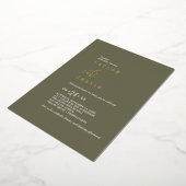 Moderne schicke Goldfolie Olivenöl Lässige Hochzei Folieneinladung (Gedreht)