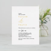 Moderne schicke Goldfolie Schwarz-weiße Lässige Ho Folieneinladung (Stehend vorne)