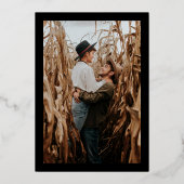 Moderne schicke Goldmedaillen und Namen Foto Hochz Folieneinladung (Rückseite)