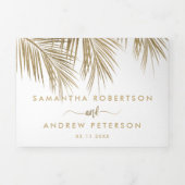 Moderne schicke Goldpalme Dreifach Gefaltete Einladung (Cover)