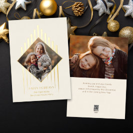 Moderne schicke Goldrahmen mit Diamantform-Foto Folien Feiertagskarte