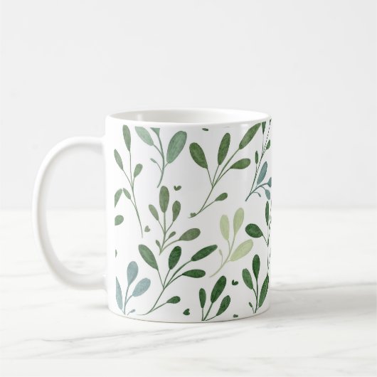 Moderne schicke Grünanlagen Wasserfarben Botanisch Kaffeetasse (Links)
