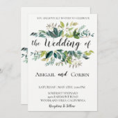 Moderne schicke Grüne Einladung Hochzeit (Vorne/Hinten)