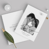 Moderne, schicke, handgeschriebene, weiße Foto Hoc Dankeskarte