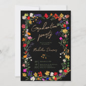 Moderne schicke, helle, wilde Blume Abschluss Einladung (Vorderseite)