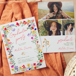 Moderne schicke, helle, wilde Blume Abschluss Einladung