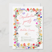 Moderne schicke, helle, wilde Blume Abschluss Einladung (Vorderseite)