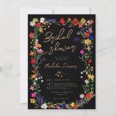 Moderne schicke, helle, wilde Blume Brautparty Einladung (Vorderseite)