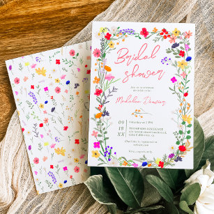 Moderne schicke, helle, wilde Blume Brautparty Einladung