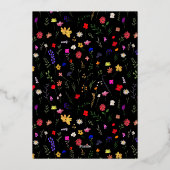 Moderne schicke, helle, wilde Blume Brautparty Folieneinladung (Rückseite)