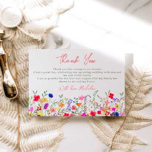 Moderne schicke, helle, wilde Blume bridal Dankeskarte