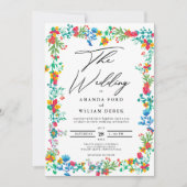 Moderne schicke, helle wilde Blume Hochzeit Einladung (Vorderseite)