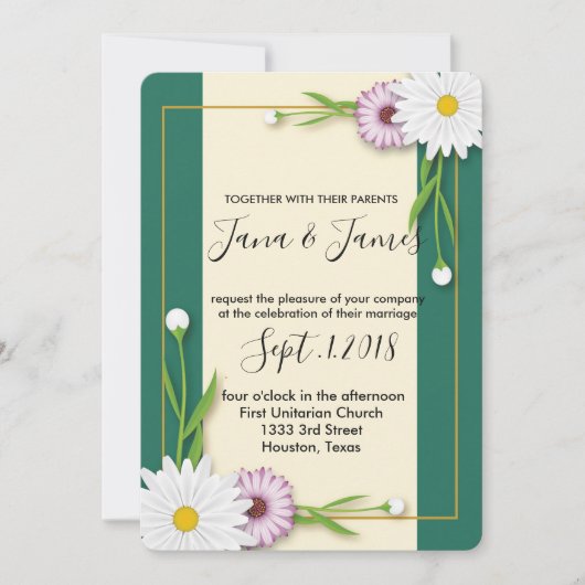 Moderne, schicke Hochzeit Einladung (Vorderseite)