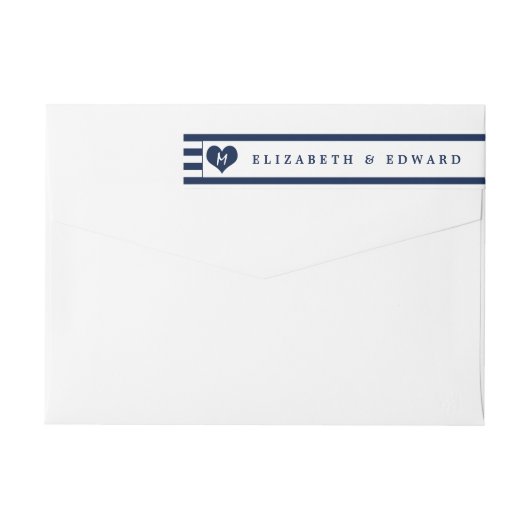 Moderne schicke Hochzeit in Blau und Weiß (Rückseite)