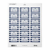 Moderne schicke Hochzeit in Blau und Weiß Adressaufkleber (Vorne)