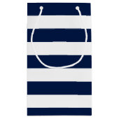 Moderne schicke Hochzeit in Blau und Weiß Kleine Geschenktüte (Rückseite)