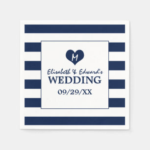 Moderne schicke Hochzeit in Blau und Weiß Serviette