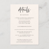 Moderne schicke Hochzeitsdetails Begleitkarte (Vorderseite)