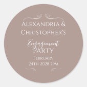 Moderne schicke Hochzeitspartei Runder Aufkleber (Vorderseite)