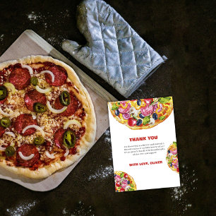 Moderne schicke italienische Slice Slice Pizza Bab Dankeskarte