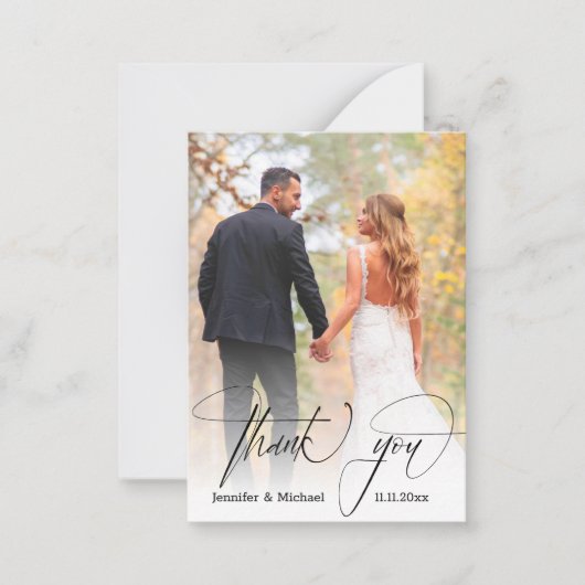 Moderne schicke Kalligraphie danke Ihnen 2 Fotos H Mitteilungskarte (Vorderseite)