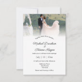 Moderne schicke Kalligraphie Hochzeitsfeier Foto E Einladung (Vorderseite)