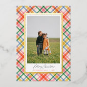 Moderne schicke Karierte Weihnachtskarte Folieneinladung (Vorderseite)