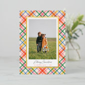 Moderne schicke Karierte Weihnachtskarte Folieneinladung (Stehend vorne)