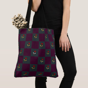 Moderne schicke Karos mit Blumen Tasche