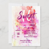 Moderne schicke künstlerische Wasserfarbe Süß 16 G Einladung (Vorderseite)