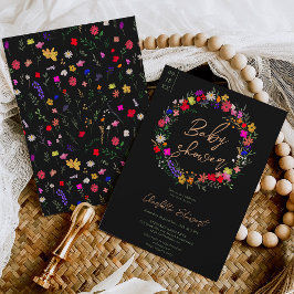 Moderne schicke, leuchtend wilde Blume Babydusche Einladung