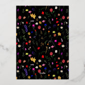 Moderne schicke, leuchtend wilde Blume Babydusche Folieneinladung (Rückseite)