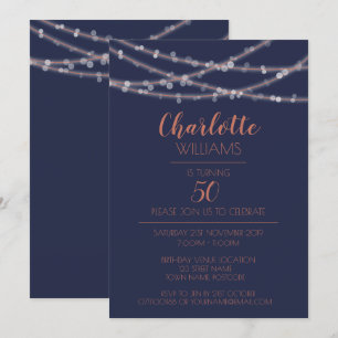 Moderne schicke Lichter mit String Lights 50. Gebu Einladung