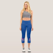 Moderne schicke Lotus-Blume personalisiert Capri Leggings (Vorderseite)