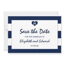 Moderne schicke Marine und weiße Hochzeit retten d