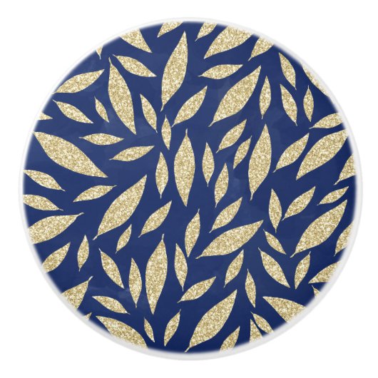 Moderne schicke Marineblätter Glitzer Keramikknauf (Vorderseite)