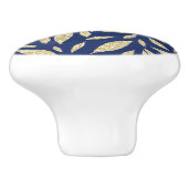 Moderne schicke Marineblätter Glitzer Keramikknauf (Seitenansicht)