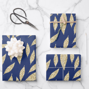 Moderne schicke Marineblau-Glitzer Geschenkpapier Set