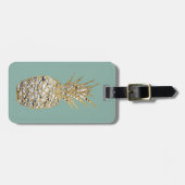 Moderne schicke Marmorgoldananas-Frucht Gepäckanhänger (Vorderseite horizontal)