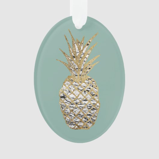 Moderne schicke Marmorgoldananas-Frucht Ornament (Vorderseite)