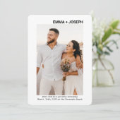 Moderne schicke Minimal Just Married Foto Hochzeit Save The Date (Stehend Vorderseite)