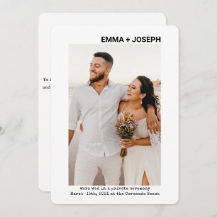 Moderne schicke Minimal Just Married Foto Hochzeit Save The Date
