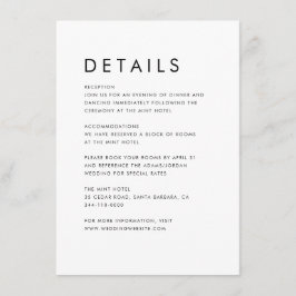 Moderne schicke Minimaldetails Hochzeit Begleitkarte