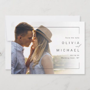 Moderne, schicke, minimalistische Foto-Hochzeitssp Save The Date