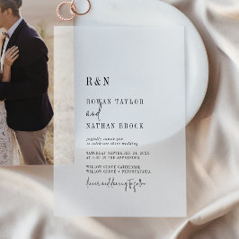 Moderne schicke Monogramm einfache rustikale Hochz Pergament Einladungen